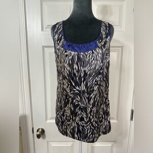 Stylish Blue and White Women's metallic Zip up Tank Top
